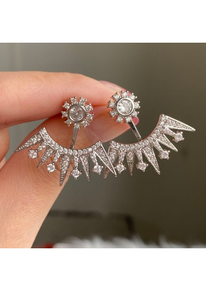 Beyaz 5 Rakol Moda Yaprak Küpe Lüks Kübik Zirkonya Iki Yönlü Aşınma Dangle Küpe Kadınlar Için Ins Trendy Parti Takı Aksesuarları (Yurt Dışından) fırsatları