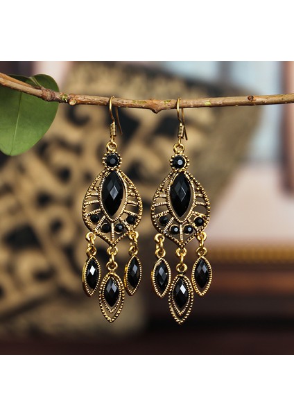 Kırmızı Bohemian Etnik Kadın Küpe 2021 Vintage Oymak Alaşım Reçine Taklidi Dangle Küpe Hint Takı (Yurt Dışından) modelleri