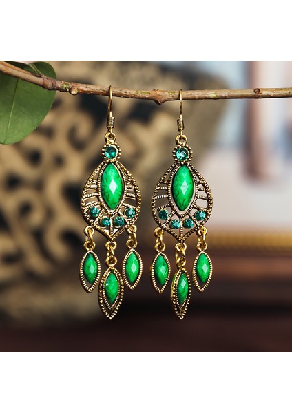 Kırmızı Bohemian Etnik Kadın Küpe 2021 Vintage Oymak Alaşım Reçine Taklidi Dangle Küpe Hint Takı (Yurt Dışından) indirimleri
