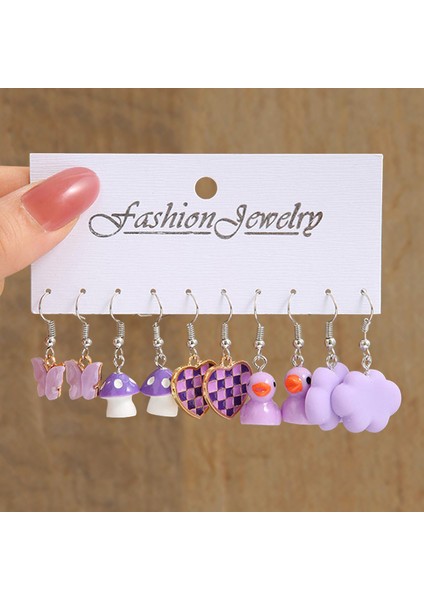 No.15 CS54045 17KM Karikatür Kurbağa Ördek Küpe Seti Hayvan Kelebek Sevimli Dangle Küpe Kadınlar Için Geometrik Ayı Bulut Küpe Trendy Takı (Yurt Dışından) indirimleri