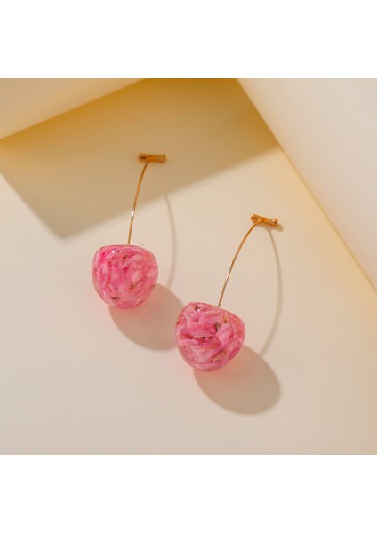 Kırmızı Bir Tatlı Kiraz Meyve Dangle Küpe Reçine Kore Kadınlar Uzun Kulak Damlası Takı Hediye (Yurt Dışından) modelleri