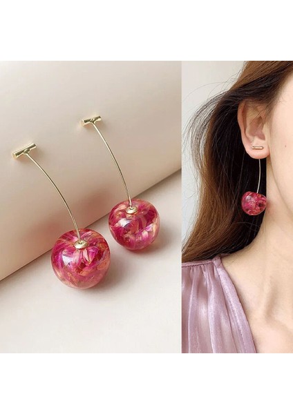 Kırmızı Bir Tatlı Kiraz Meyve Dangle Küpe Reçine Kore Kadınlar Uzun Kulak Damlası Takı Hediye (Yurt Dışından) fırsatları