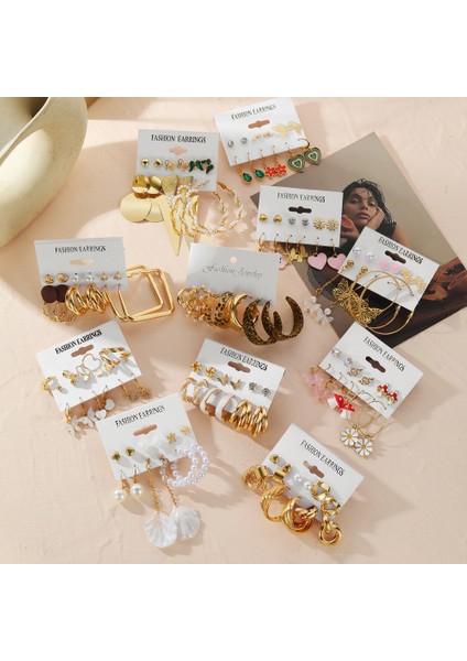 51264 Lats Vintage Inci Küpeler Set Metal Altın Renk Dangle Küpe Trendy Kalp Kelebek Halka Küpe Geometrik Moda Takı (Yurt Dışından) fırsatları