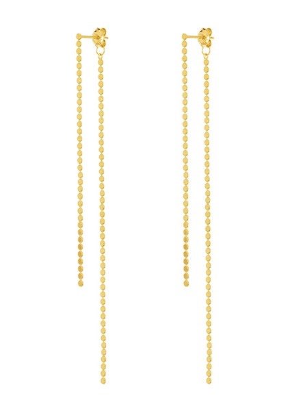 E2 Konserve 925 Ayar Gümüş 18K Altın Kaplama Zincir Inci Kolye Damla Küpe Kadın Dangle Piercing Küpe Takı Pendientes (Yurt Dışından)