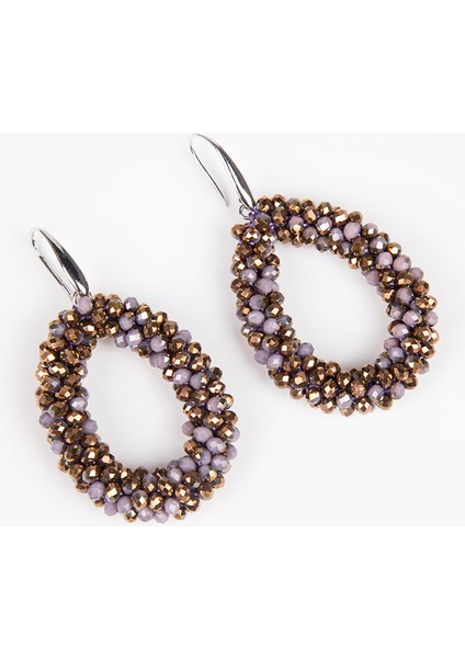 Bronz ve Mor Inkdew Renkli El Yapımı Boncuklu Su Damlası Küpe Kadınlar Için Kristal Boncuklar Küpe Büyük Uzun Küpe Boho Vintage Bildirimi (Yurt Dışından)