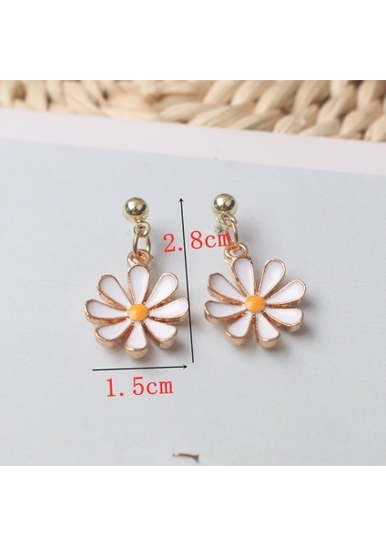 EK4649 Saf Beyaz Renk Papatya Kelebek Çiçek Dangle Küpe Kadınlar Için Orecchino Akrilik Su Damlası Kalp Romantik Düğün Takısı (Yurt Dışından)