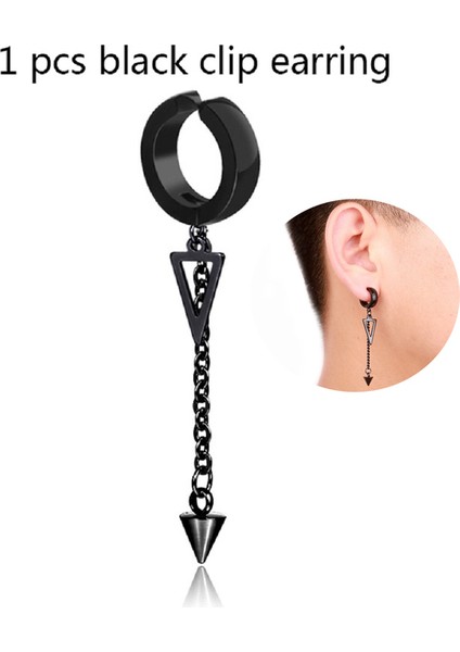B Üçgen 1 Adet Punk Rock Kulak Klipsi Erkek Kadın Paslanmaz Çelik Yuvarlak Hoop Manşet Klip Küpe Manşet Küpe Unisex Moda Küpe Sıcak Satış (Yurt Dışından)