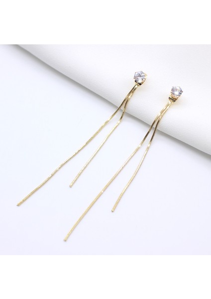 E801JIN 2020 Yeni Altın Rengi Uzun Kristal Püskül Dangle Küpe Kadınlar Için Düğün Damla Küpe Moda Takı Hediyeler (Yurt Dışından) fırsatları