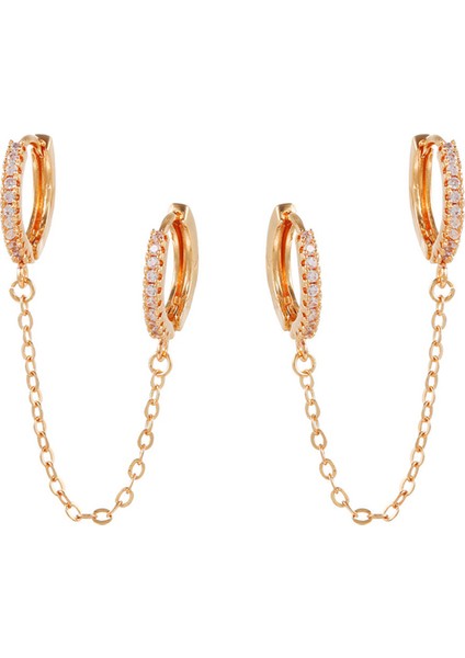 Gül Daireleri Altın Gümüş Kaplama Kelepçe Damla Küpe Femme 2 Taraf Kulak Tokası Küpe Kadınlar Için Piercing Küpe Takı Pendientes 2022 (Yurt Dışından)