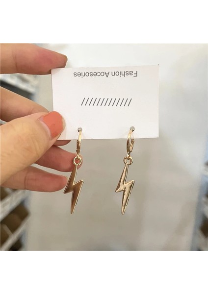 E093AJIN Rinhoo Punk Paslanmaz Çelik Küpe Erkek Kadın Gotik Çapraz Yıldırım Inci Geometri Küpe Pop Hip Hop Piercing Takı (Yurt Dışından)