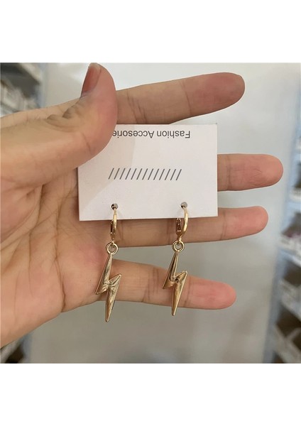E093AJIN Rinhoo Punk Paslanmaz Çelik Küpe Erkek Kadın Gotik Çapraz Yıldırım Inci Geometri Küpe Pop Hip Hop Piercing Takı (Yurt Dışından)