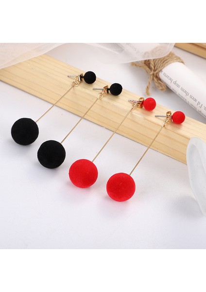 Siyah Moda Kırmızı Siyah Peluş Top Damla Küpe Kadınlar Için Kore Kadife Yuvarlak Uzun Püskül Dangle Küpe Bildirimi Takı (Yurt Dışından) fiyatları