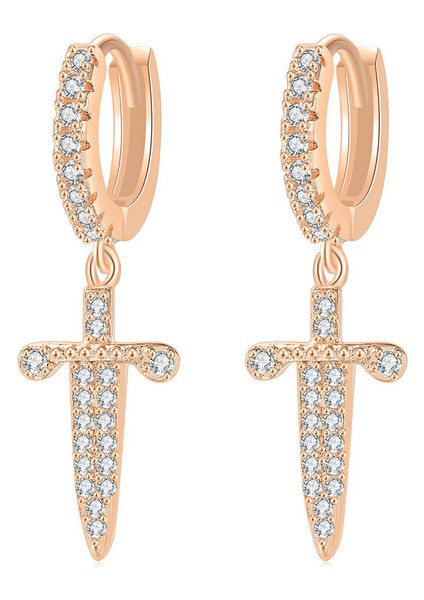 OHE024-3 Ankh Hoop Dangle Küpe Kadınlar Için Kaya Punk Aksesuarları Klipsli Küpe Erkekler Için Erkek Moda Hip Hop Zirkon Takı OHE111 (Yurt Dışından)