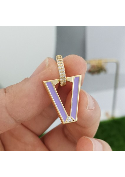 Emaye Açık Mor Qmhje Kadın Dangle Küpe Geometrik Üçgen Boyama Neon Yeşil Floresan Takı Küpe Aretes Cz Hoop Altın Gümüş Renk (Yurt Dışından)