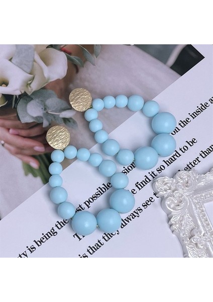 Mat Mavi Boho Renk Inci Mat Boncuk Küpe Kadınlar Için 2021 Trend Kademeli Vintage C Dangle Küpe Moda Takı Buklet Oreille Femme (Yurt Dışından)