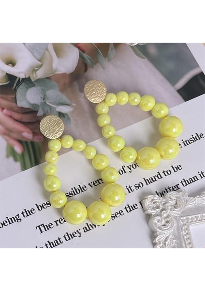 Glitter-Sarı Boho Renkli Inci Mat Boncuk Küpe Kadınlar Için 2021 Trend Kademeli Vintage C Dangle Küpe Moda Takı Buklet Oreille Femme (Yurt Dışından)