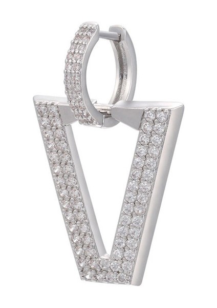 Gümüş Beyaz Cz Qmhje Kadın Dangle Küpe Geometrik Üçgen Boyama Neon Yeşil Floresan Takı Küpe Aretes Cz Hoop Altın Gümüş Renk (Yurt Dışından)