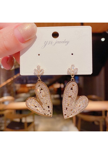 Rhinestone Aşk 2022 Yeni Trendy Güzel Pembe Taze Meyve Şeftali Kalp Dangle Küpe Kadınlar Için Tatlı Kristal Takı Kız Hediye Yaz Aksesuarları (Yurt Dışından)