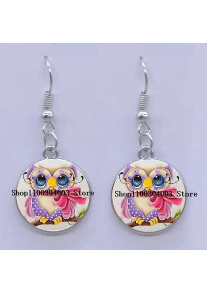 41 Moda Küpe Sevimli Baykuş Fotoğraf Cabochon Cam Charm Küpe Yüksek Kalite Kadın Deldi Küpe Hediyeler (Yurt Dışından)