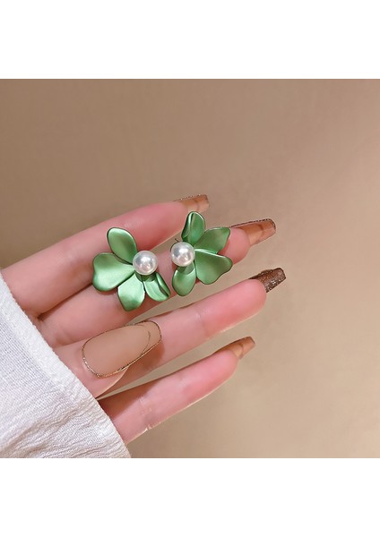 Çiçek Küpe 7 Monet Gül Yeşil Çiçek Inci Oval Dangle Küpe Kadınlar Için Fransız Retro Zarif Süper Peri Mizaç 2022 Trend Takı (Yurt Dışından)