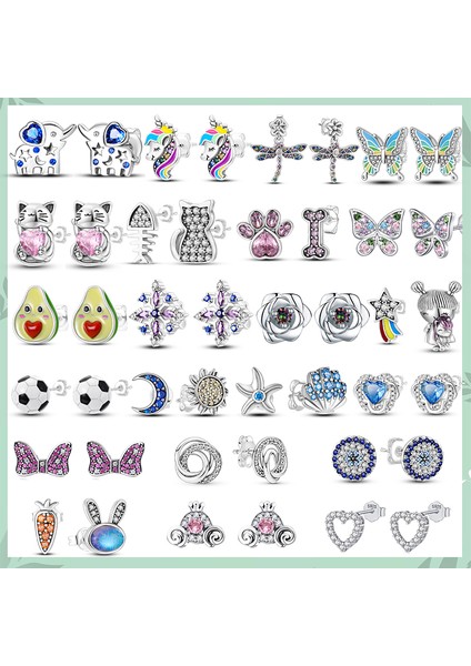 YFE071 925 Ayar Gümüş Renkli Zirkon Saplama Küpe Hayvan Unicorn Kedi Paw Küpe Kadınlar Için Doğum Günü Partisi Engagemen Takı (Yurt Dışından) fiyatları