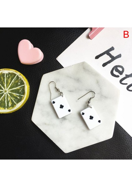 B 1 Çift Komik Poker Kartı Dangle Küpe Akrilik Maça Takı Oynarken Güzel Doğum Günü Hediyesi Kişilik Poker Araba Küpe (Yurt Dışından)