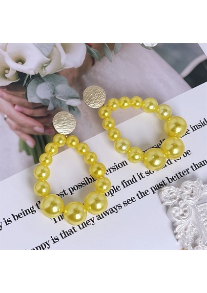 Inci Sarısı Boho Renk Inci Mat Boncuk Küpe Kadınlar Için 2021 Trend Kademeli Vintage C Dangle Küpe Moda Takı Buklet Oreille Femme (Yurt Dışından)