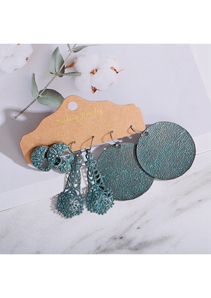 HQEF-2145 2020 Vintage Bronz Geometri Dangle Küpe Seti Süs Etnik Boho Charm Takı Brincos Aksesuarları (Yurt Dışından)