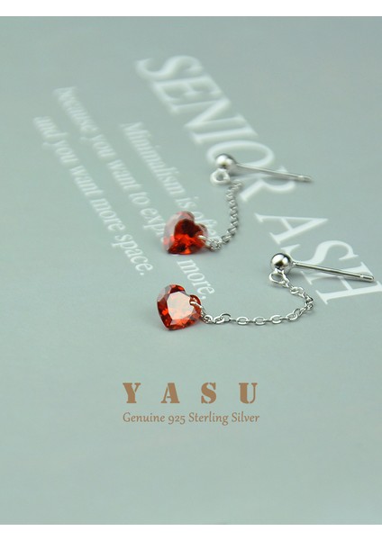 Z E0220 Gül Altın Yasu 925 Ayar Gümüş 14 K Altın Kaplama Uzun Zincir Garnet Yakut Kalp Damla Küpe Kadınlar Için Zarif Güzel Takı Aksesuarları (Yurt Dışından) fiyatları