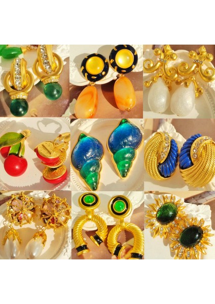 R Damızlık Vintage Renkli Reçine Cam Büyük Damla Küpe Lale Yin Kiraz Su Damlası Aşk Büyük Dangle Küpe Metal Kadınlar Takı Için (Yurt Dışından) modelleri