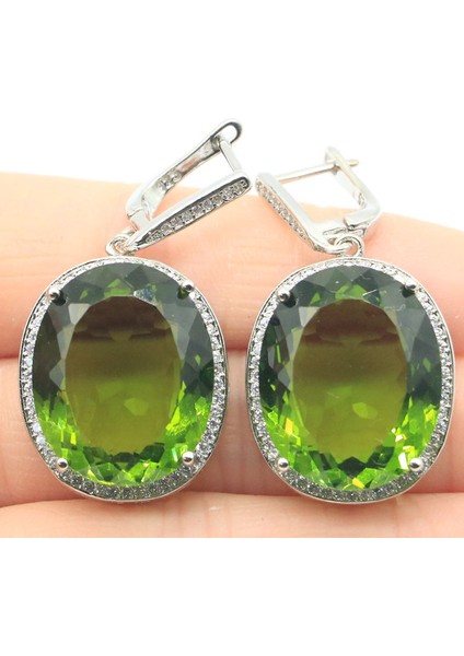 Yüzük Sz 6 40X21MM Sıcak Satış Büyük Oval Narin Ince Kesim 17.5g Düzenlendi Yeşil Peridot Cz Kadınlar Arkadaş Gümüş Kolye Küpe Yüzük (Yurt Dışından) fiyatları