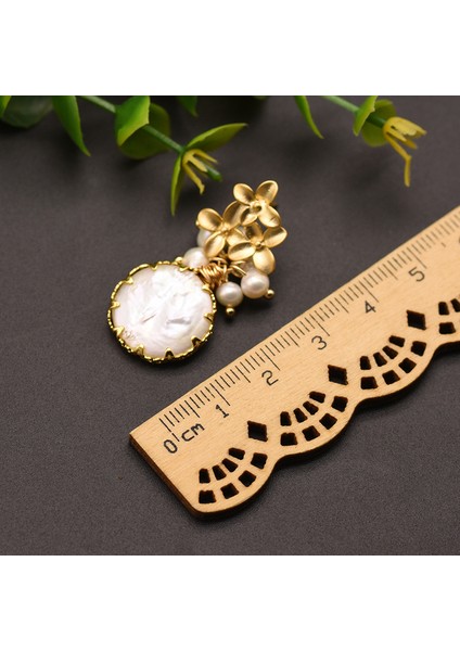 Stil 8 Glseevo Doğal Tatlı Su Büyük Barok Inci Küpeler Kadın Bitki Yaprakları Dangle Küpe Lüks El Yapımı Güzel Takı GE0308 (Yurt Dışından)