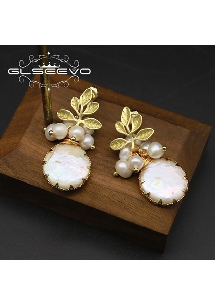 Stil 8 Glseevo Doğal Tatlı Su Büyük Barok Inci Küpeler Kadın Bitki Yaprakları Dangle Küpe Lüks El Yapımı Güzel Takı GE0308 (Yurt Dışından) fiyatları