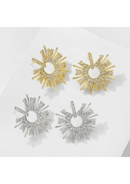 Beyaz Rakol Yeni Moda Lüks Bakır Kakma Kübik Zirkonya Saplama Küpe Kadınlar Için Ins Trendy Jewerly Parti Hediyeler Aksesuarları (Yurt Dışından)