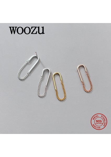 BKEJ372-SILVER Woozu Hakiki 925 Ayar Gümüş Geometrik Oval Püskül Zincir Damla Küpe Kadınlar Için Düğün Ofis Takı Pendientes 2021 Sıcak (Yurt Dışından)