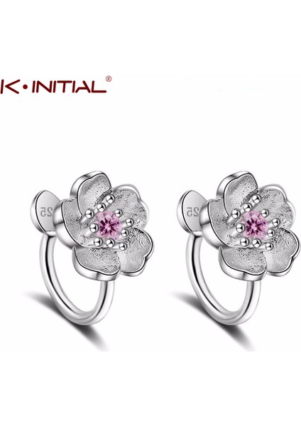 Resim Kinitial Sevgilim Kiraz Çiçekleri Küpe Kristal ile Kız Için Sevimli Kulaklar Basit Şık Klip Küpe Takı Olmayan Piercing (Yurt Dışından)