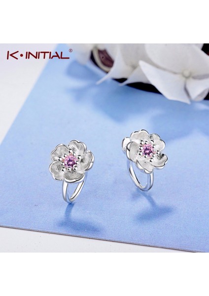 Resim Kinitial Sevgilim Kiraz Çiçekleri Küpe Kristal ile Kız Için Sevimli Kulaklar Basit Şık Klip Küpe Takı Olmayan Piercing (Yurt Dışından)