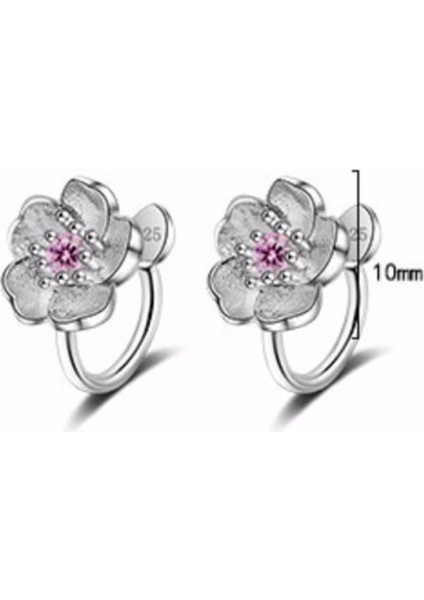 Resim Kinitial Sevgilim Kiraz Çiçekleri Küpe Kristal ile Kız Için Sevimli Kulaklar Basit Şık Klip Küpe Takı Olmayan Piercing (Yurt Dışından)