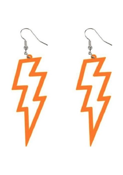 Turuncu Içi Boş Yıldırım Tipi Küpe Punk Hip Hop Akrilik Kulak Çıtçıt 2022 Moda Thunder Bolt Geometrik Takı Hediyeler Kadın Erkek (Yurt Dışından)