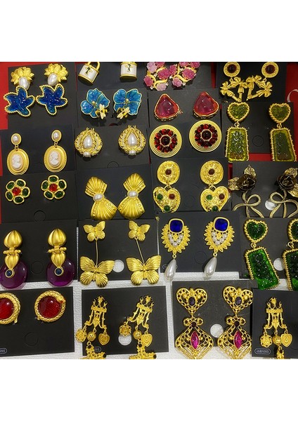 N Kulak Klipsi Altın Rengi Metal Geometrik Çiçek Aşk Büyük Damla Küpeler Reçine Inci Dangle Küpe Vintage Kadınlar Takı Için 2022 Yeni (Yurt Dışından) fiyatları