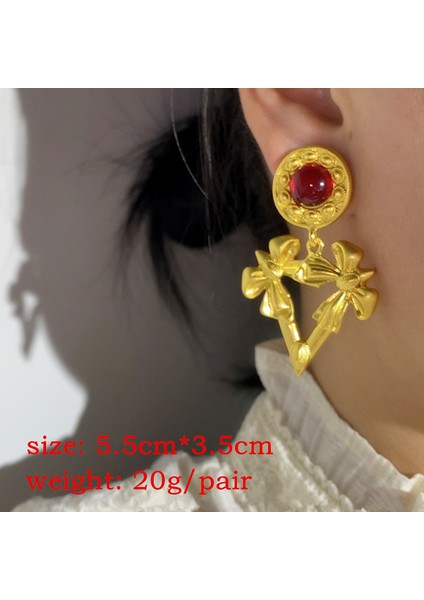 N Kulak Klipsi Altın Rengi Metal Geometrik Çiçek Aşk Büyük Damla Küpeler Reçine Inci Dangle Küpe Vintage Kadınlar Takı Için 2022 Yeni (Yurt Dışından) fırsatları