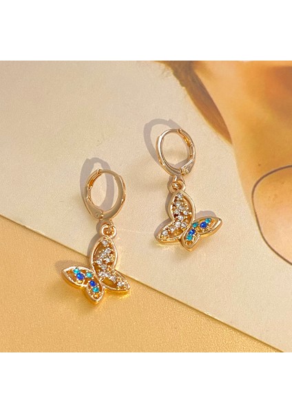 Altın Moda Köpüklü Kelebek Küpe Kadınlar Için Narin Kelebek Hollow Zirkonya Küpe Romantik Düğün Parti Takı Hediye (Yurt Dışından) modelleri