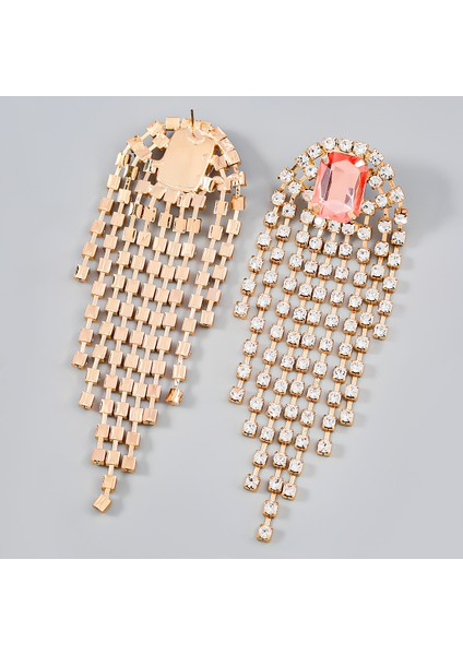 EH17037LVS Moda Metal Cam Rhinestone Geometrik Püskül Uzun Dangle Küpe Akşam Parti Bildirimi Küpe Kadın Büyüleyici Takı (Yurt Dışından) modelleri
