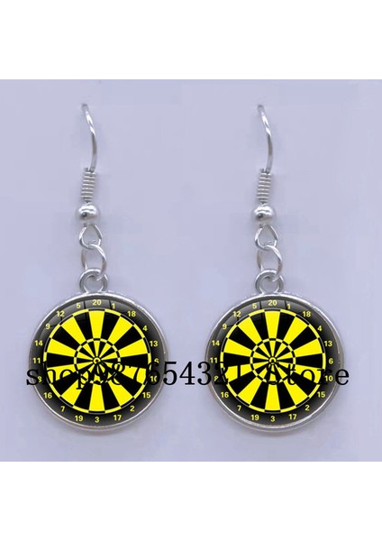 SILVER15 Moda Yeni Dart Hedef Küpe Dijital Hedef Küpe Cabochon Cam Charm Küpe Kadın Delici Küpe Takı (Yurt Dışından)