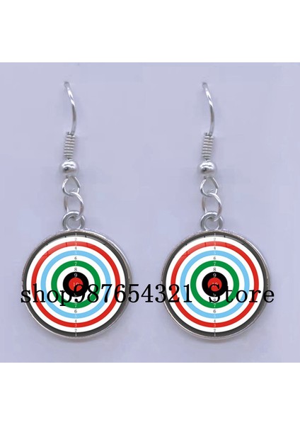 SILVER15 Moda Yeni Dart Hedef Küpe Dijital Hedef Küpe Cabochon Cam Charm Küpe Kadın Delici Küpe Takı (Yurt Dışından)