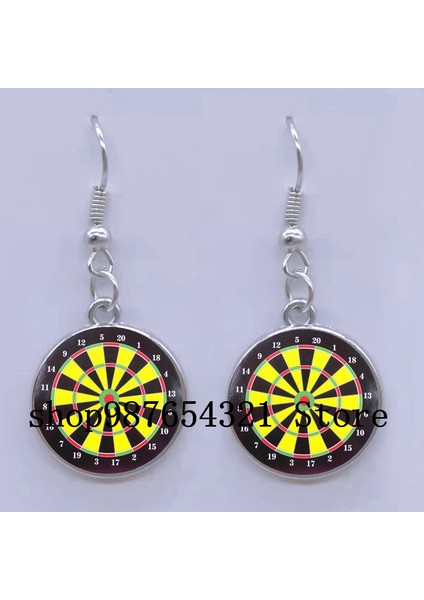 SILVER15 Moda Yeni Dart Hedef Küpe Dijital Hedef Küpe Cabochon Cam Charm Küpe Kadın Delici Küpe Takı (Yurt Dışından)
