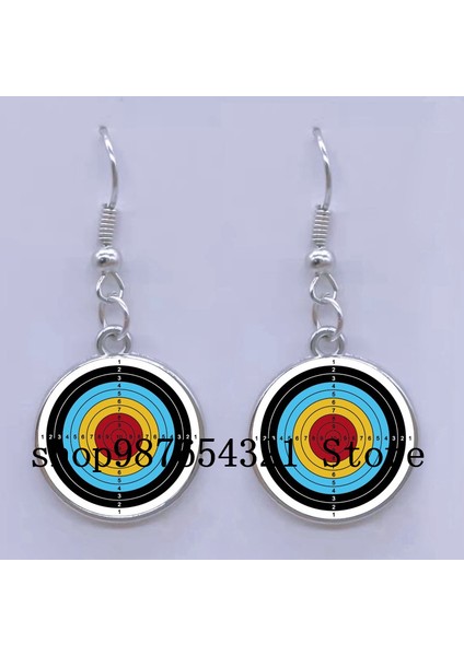 SILVER15 Moda Yeni Dart Hedef Küpe Dijital Hedef Küpe Cabochon Cam Charm Küpe Kadın Delici Küpe Takı (Yurt Dışından)