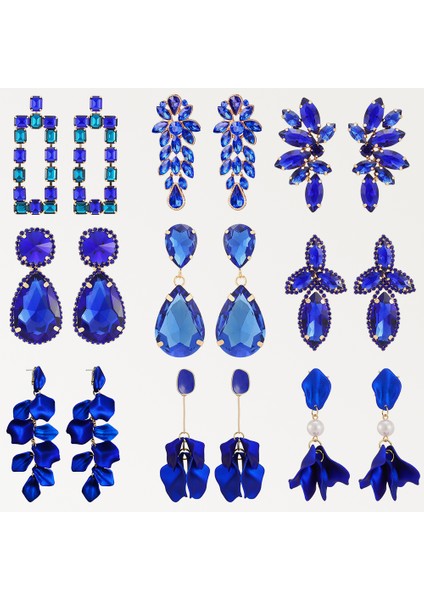 31 Koyu Mavi Serisi Uzun Dangle Bırak Küpe Kadınlar Için 2022 Trend Lüks Çiçek Geometrik Akrilik Kristal Vintage Charm Takı (Yurt Dışından) fiyatları