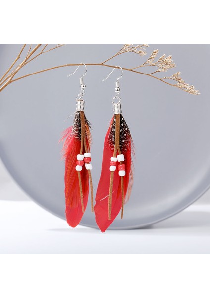 F Bohemian Püskül Küpe Kadınlar Için Dangle Uzun Küpe Tüy Boho Damla Küpe Tohum Boncuk Vintage Takı Brincos Hediye 2021 (Yurt Dışından) fırsatları