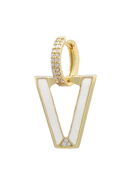 Emaye Beyaz Qmhje Kadın Dangle Küpe Geometrik Üçgen Boyama Neon Yeşil Floresan Takı Küpe Aretes Cz Hoop Altın Gümüş Renk (Yurt Dışından)
